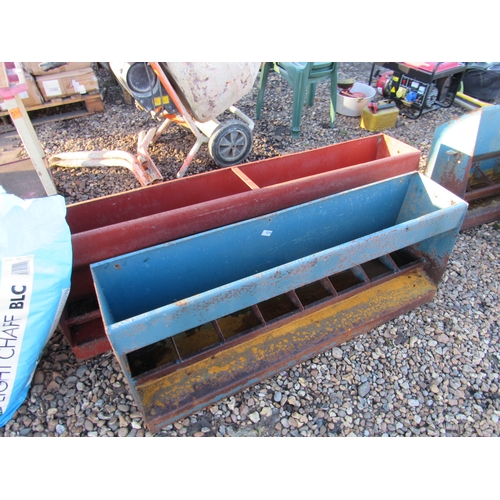 3224 - Two metal pig feeders