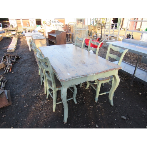 3263 - A rustic farm house table with six chairs