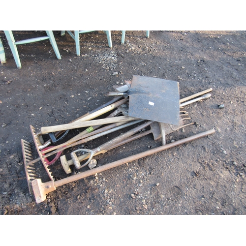 3291 - A bundle of garden tools including shovels