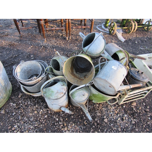 3327 - A quantity of galvanised including buckets and watering can