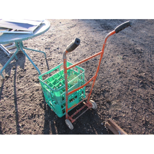 3344 - A sack barrow and two Dairy Crest milk bottle crates (3)