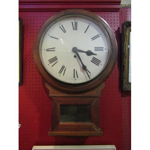 4060 - A Victorian mahogany cased 30 hour drop dial wall clock with Roman numerated dial