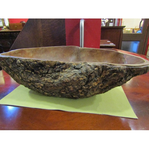 4069 - A burr wood bowl, 37cm long