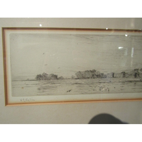 4084 - W L WYLLIE:  A pencil signed etching of Portchester, a/f discolouration to border and some foxing.  ... 