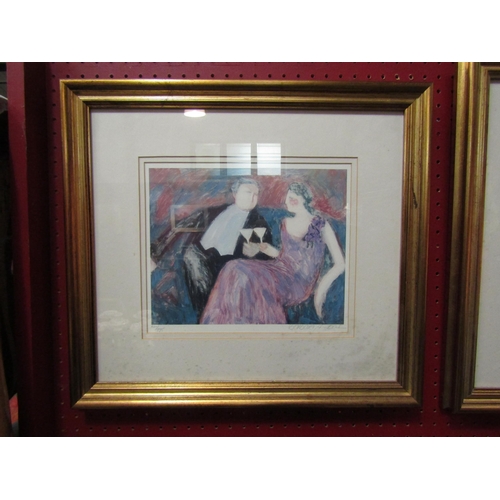 4113 - Two Barbara A Wood limited edition prints, lady seated by cat and couple with drinks, Nos. 343/975 a... 