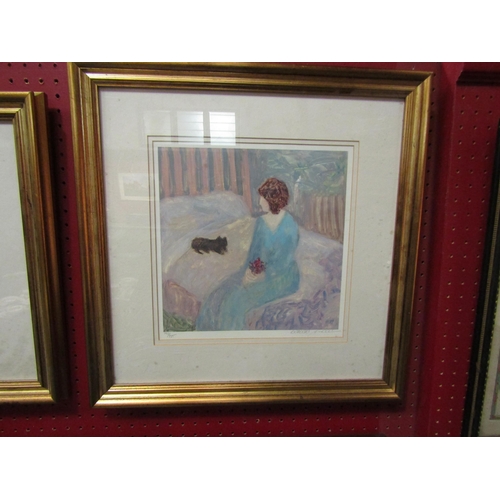 4113 - Two Barbara A Wood limited edition prints, lady seated by cat and couple with drinks, Nos. 343/975 a... 