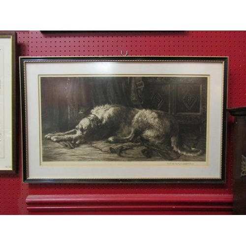 4120 - A Herbert Thomas Dicksee 1893 print of recumbent dog, 