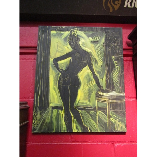 4134 - DAVID LEE: A modern abstract oil on canvas of nude lady, signed lower right, 60cm x 50cm   (R) £0  (... 