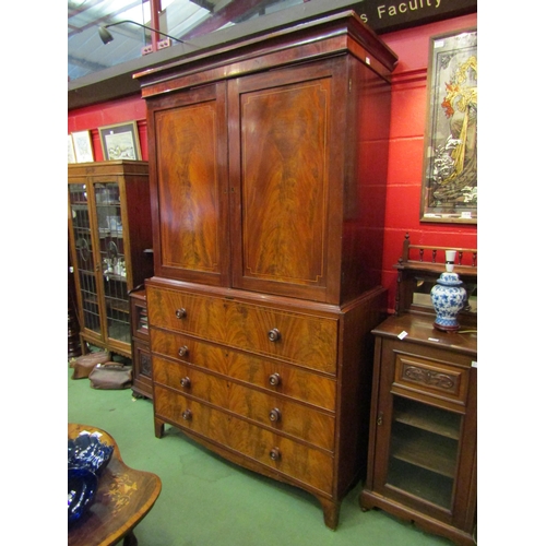 4139 - A 19th Century secretaire linen press. The cupboard top converted to a hanging space over a satin wa... 