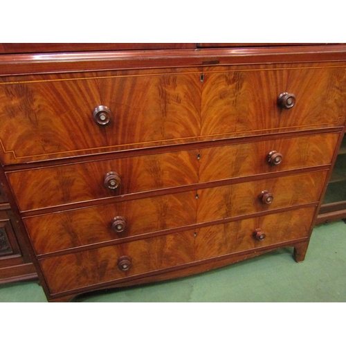 4139 - A 19th Century secretaire linen press. The cupboard top converted to a hanging space over a satin wa... 