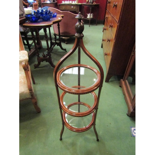 4154 - An Edwardian inlaid mahogany three tier cake stand in the manner of 