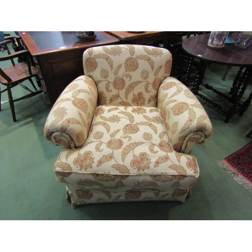 4171 - A Victorian style scroll arm club armchair with sprung seat front over castors   (R) £40