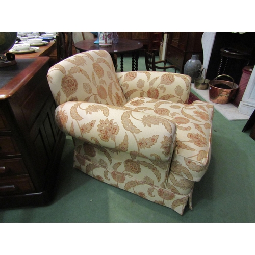 4171 - A Victorian style scroll arm club armchair with sprung seat front over castors   (R) £40