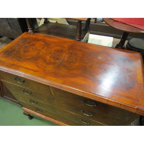 4210 - An 18th Century revival crossbanded figured walnut chest of stand, the two short and three graduatin... 