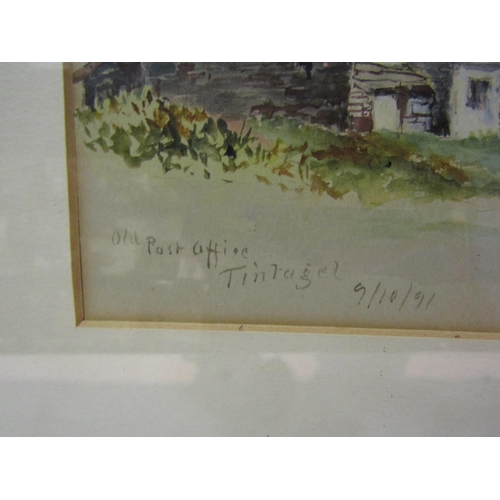 4261 - A Victorian watercolour 'Old Post Office, Tintagel 9/10/91', framed and glazed, 17cm x 22cm