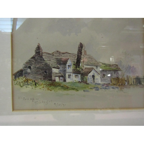 4261 - A Victorian watercolour 'Old Post Office, Tintagel 9/10/91', framed and glazed, 17cm x 22cm