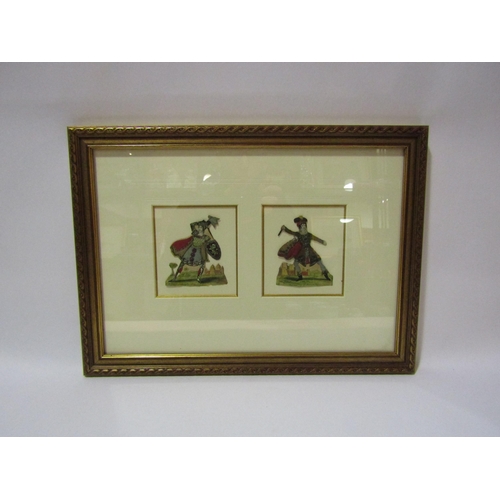 4263 - A pair of 19th Century tinsel prints, framed as one  (each one 11cm x 10cm)