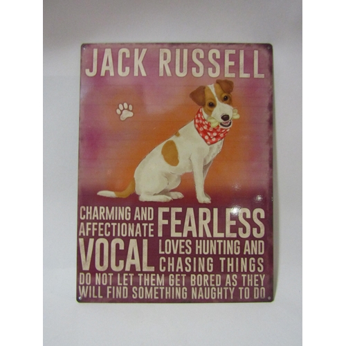 4271 - A tin plate sign of a Jack Russell, 40cm x 30cm