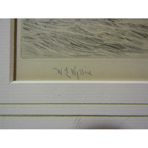 4282 - W L WYLLIE:  A pencil signed etching of sailing boats, possibly racing, framed.  19.5cm x 24.5cm ima... 