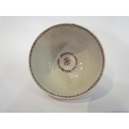 4340 - Two late 18th Century English tea bowls possibly New Hall one with hairline crack