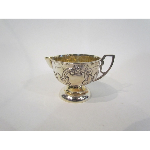 4343 - A silver cream jug, flared pedestal base, half fluted decoration, Birmingham 1896, approx 45g