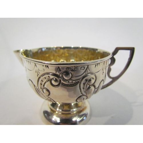 4343 - A silver cream jug, flared pedestal base, half fluted decoration, Birmingham 1896, approx 45g