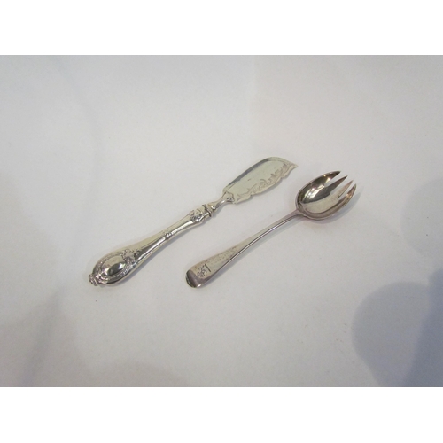 4358 - A Victorian silver spork with crested handle, together with a Victorian silver butter knife (fitted ... 