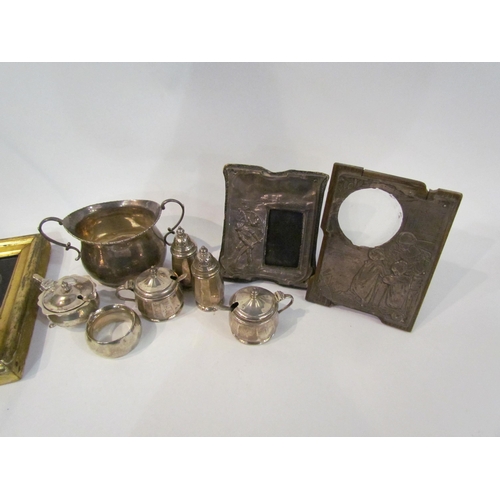 4359 - A quantity of silver cruets together with two silver photograph frames (a/f), a Victorian portrait p... 