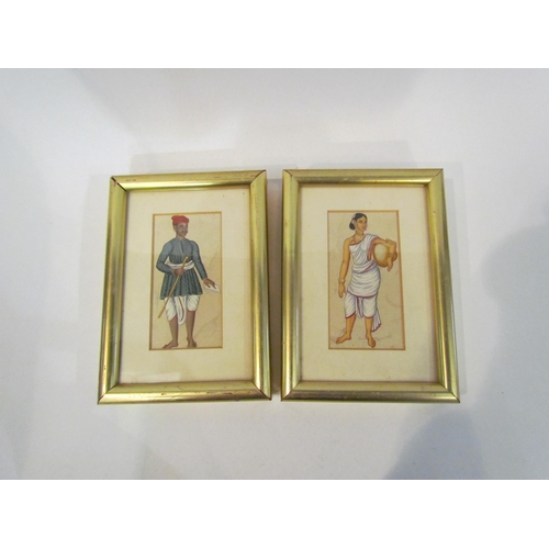 4393 - A hand-painted miniature of Indian man with red turban and a hand-panted miniature of Indian girl ca... 