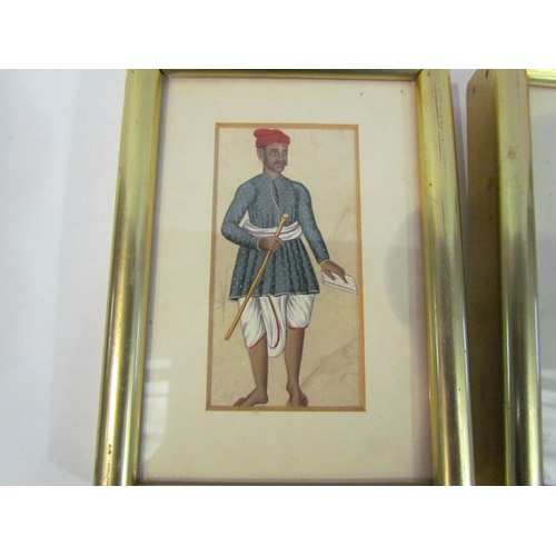 4393 - A hand-painted miniature of Indian man with red turban and a hand-panted miniature of Indian girl ca... 