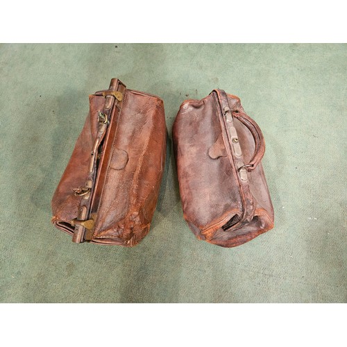 4133 - Two vintage leather Gladstone style bags