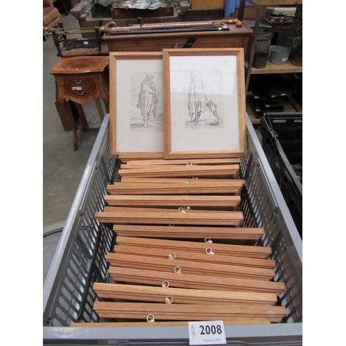 2297 - Twenty light oak framed engravings