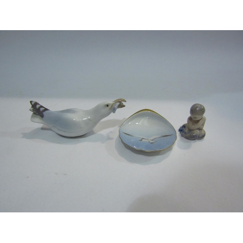 4414 - A Bing & Grondahl Seagull, pin dish and a Royal Copenhagen mermaid (3)