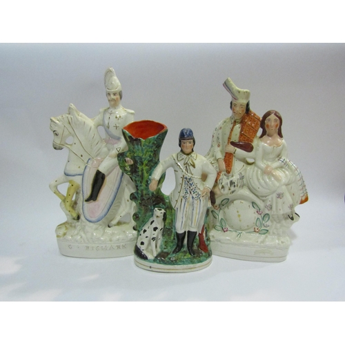 4422 - Three 19th Century Staffordshire flatback figures of varying heights including G. Bismark (a/f), 37c... 