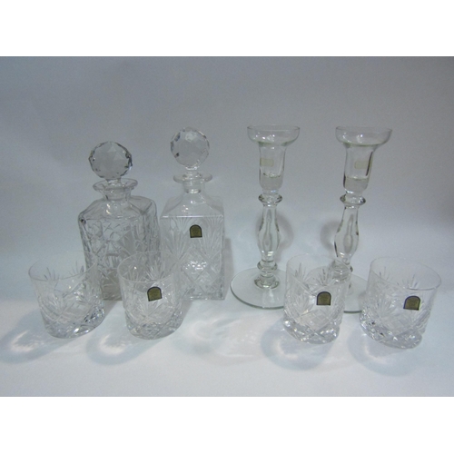 4424 - A selection of glassware to include an Italian crystal decanter with four matching tumblers, a pair ... 