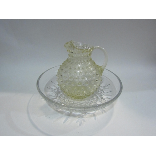 4429 - A crystal fruit bowl and bubble jug (2)