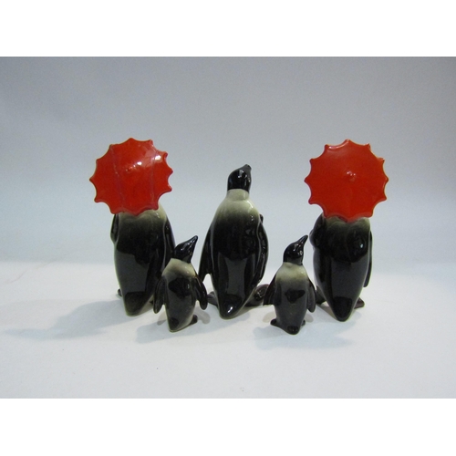 4452 - Beswick penguins, two with parasols, varying sizes, four a/f (5)