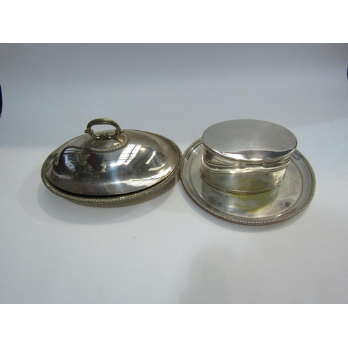 4456 - A Child & Child plated biscuit box of oval form, plated salver and plated entree dish (3)   (GROUP)