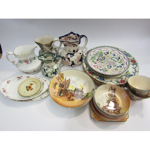 4461 - A selection of ceramics including three Masons jugs, Doulton coaching scenes cups and saucers, Royal... 