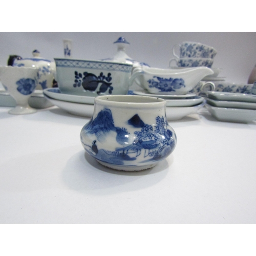 4462 - A quantity of blue and white ceramics including Minton Shalamar cups and saucers, Copenhagen lidded ... 