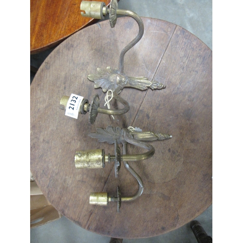 2088 - A pair of Regency style brass twin arm wall lights