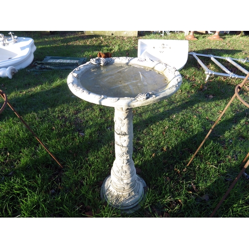 7102 - A composition rose pattern birdbath, 27