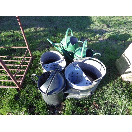 7144 - Three watering cans and two mop buckets  (R)  £20