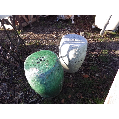 7205 - Two crackle glazed conservatory/garden stools, 17