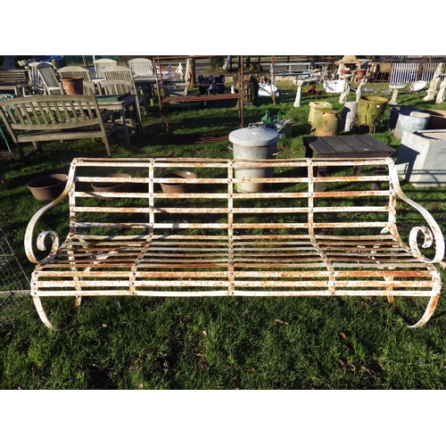 7220 - A 6ft strap metal, scroll arm garden bench