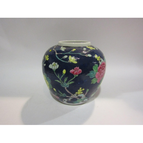 4141 - A Chinese polychrome floral ginger jar, hairline crack to base, 20cm tall   (R) £15