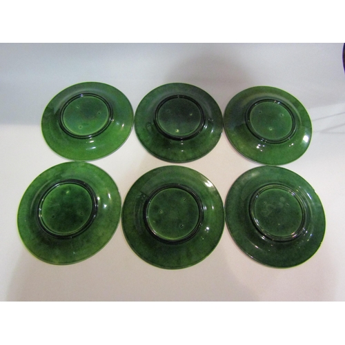 4179 - A set of six Victorian green leaf majolica plates