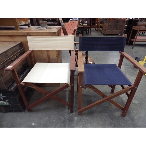 2006 - A pair of folding teak directors chairs