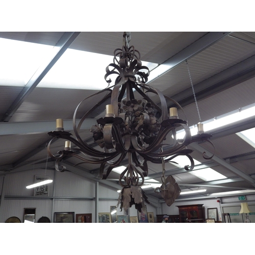 2008 - A wrought iron electrolier with acanthus leaf design   (R) £100