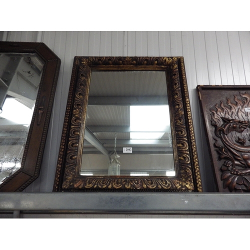 2062 - A 19th Century carved and gilded framed mirror 62 x 74cm   (R) £120